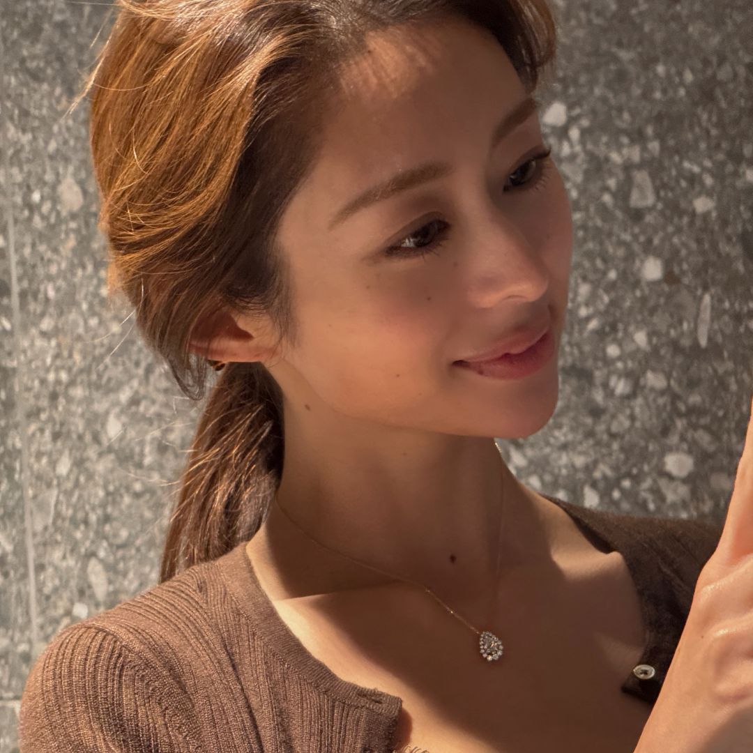 1カラットダイヤモンド ハロネックレス/ペアシェイプ (YUKI Select)