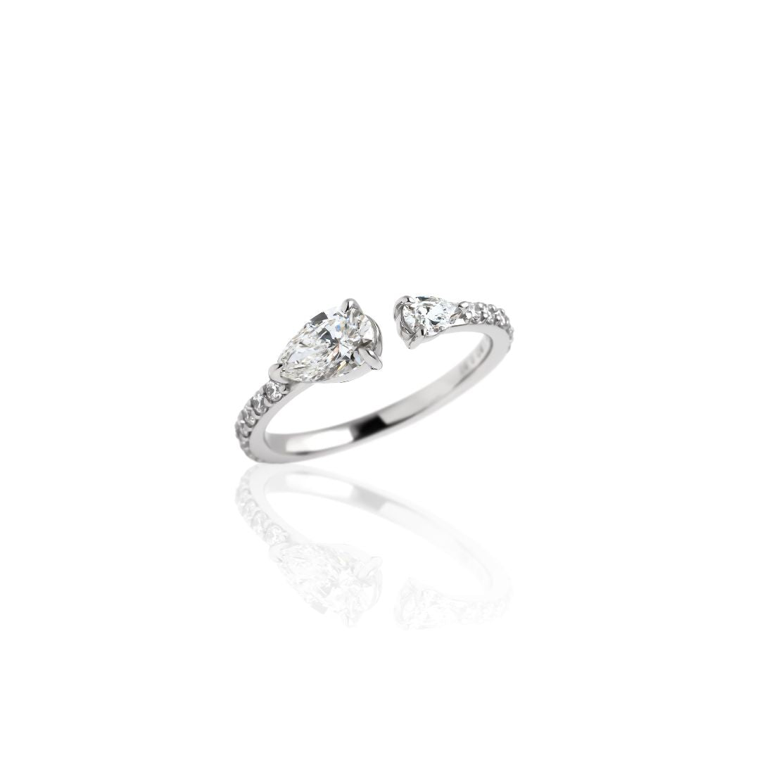 1 Carat 1 Line Half Eternity Ring/Pear Shape