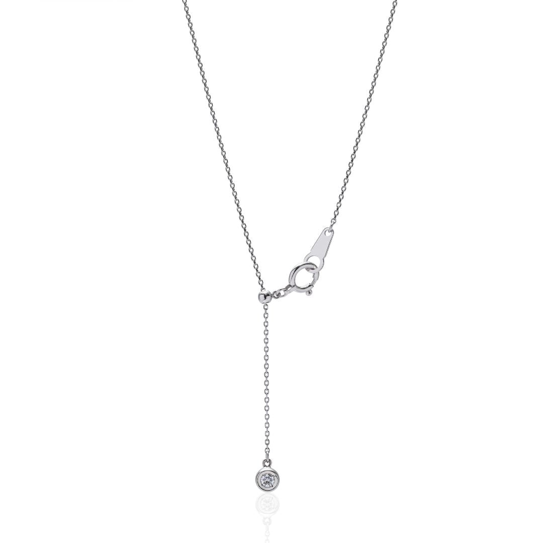 【HIBLIA】ラウンドカット 1カラット ダイヤモンドネックレス/バックダイヤ0.05ct