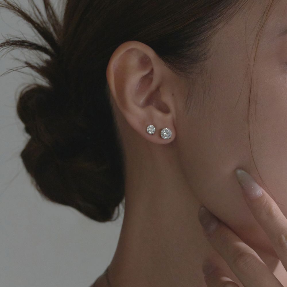 1カラットダイヤモンドラウンドピアス (トータル2カラット)