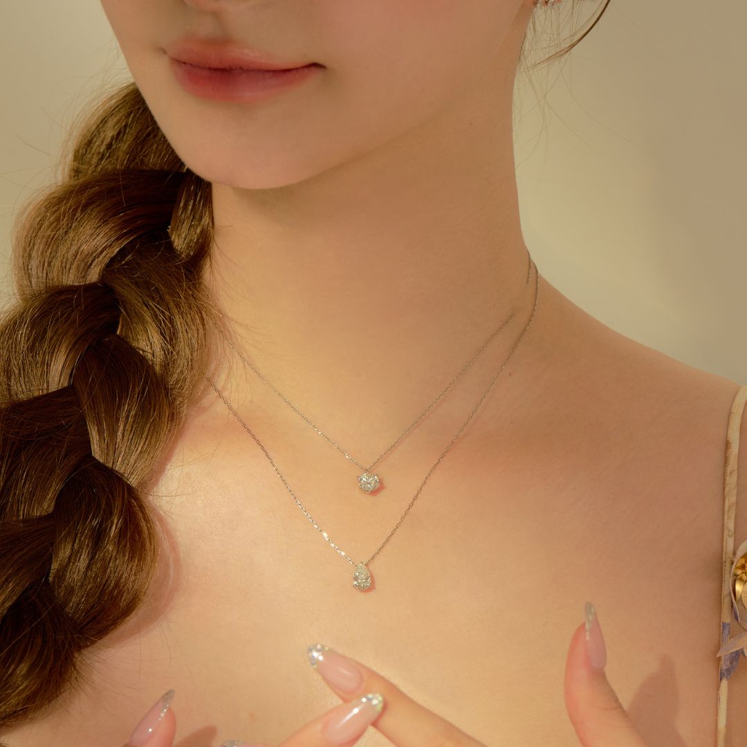 1 carat diamond necklace/round