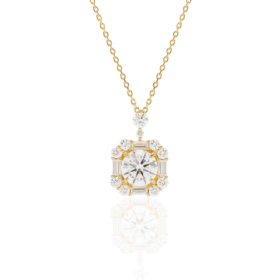 1 carat diamond necklace/round