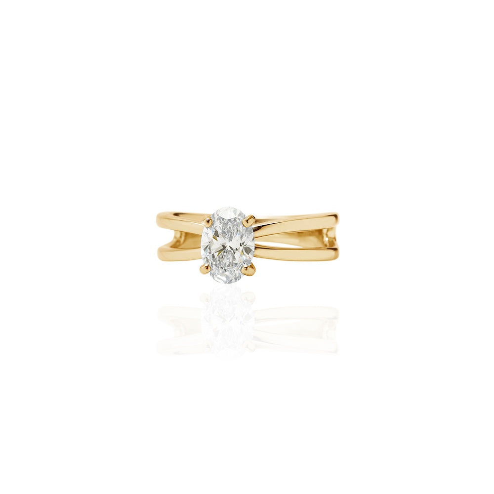 1 carat diamond 2 line ring/oval