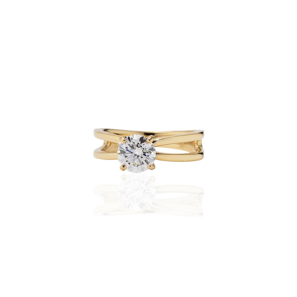 1 carat diamond 2 line ring/round