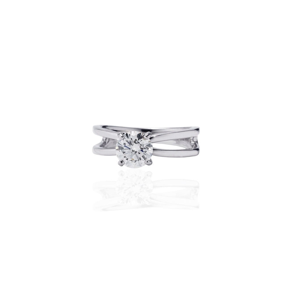 1 carat diamond 2 line ring/round