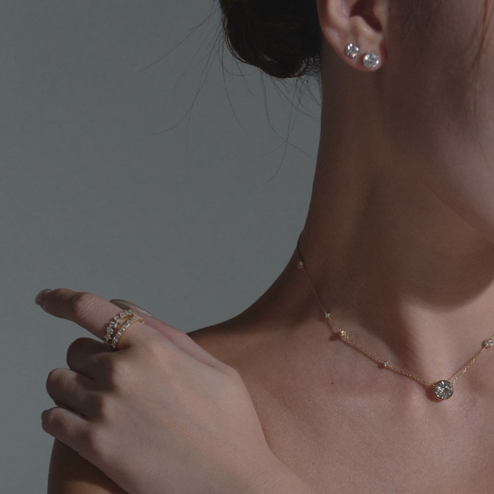 SOU × SON KYOU Anna Earrings/1 Carat Princess Earrings 