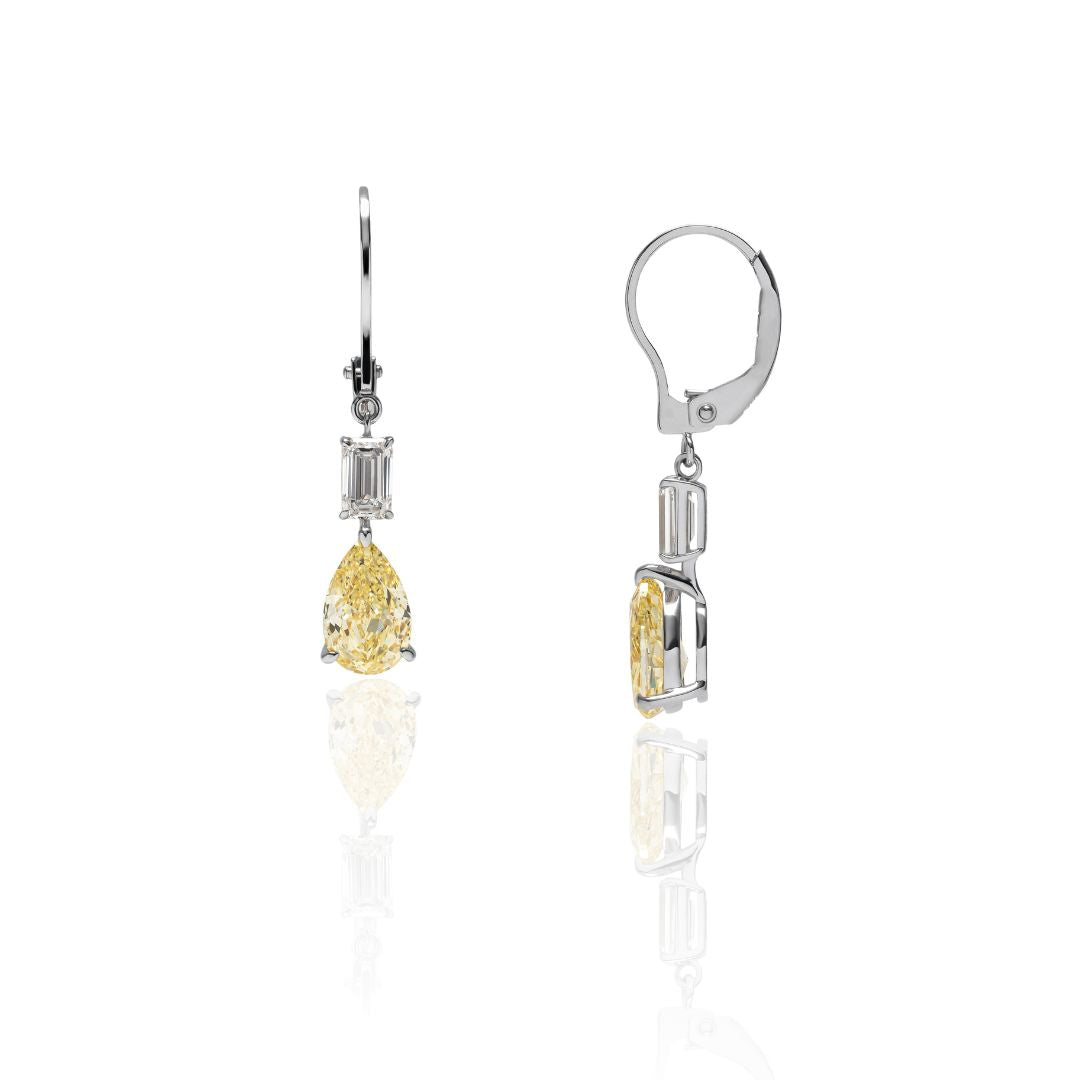 １カラットイエローペアシェイプピアス（トータル2.6カラット）