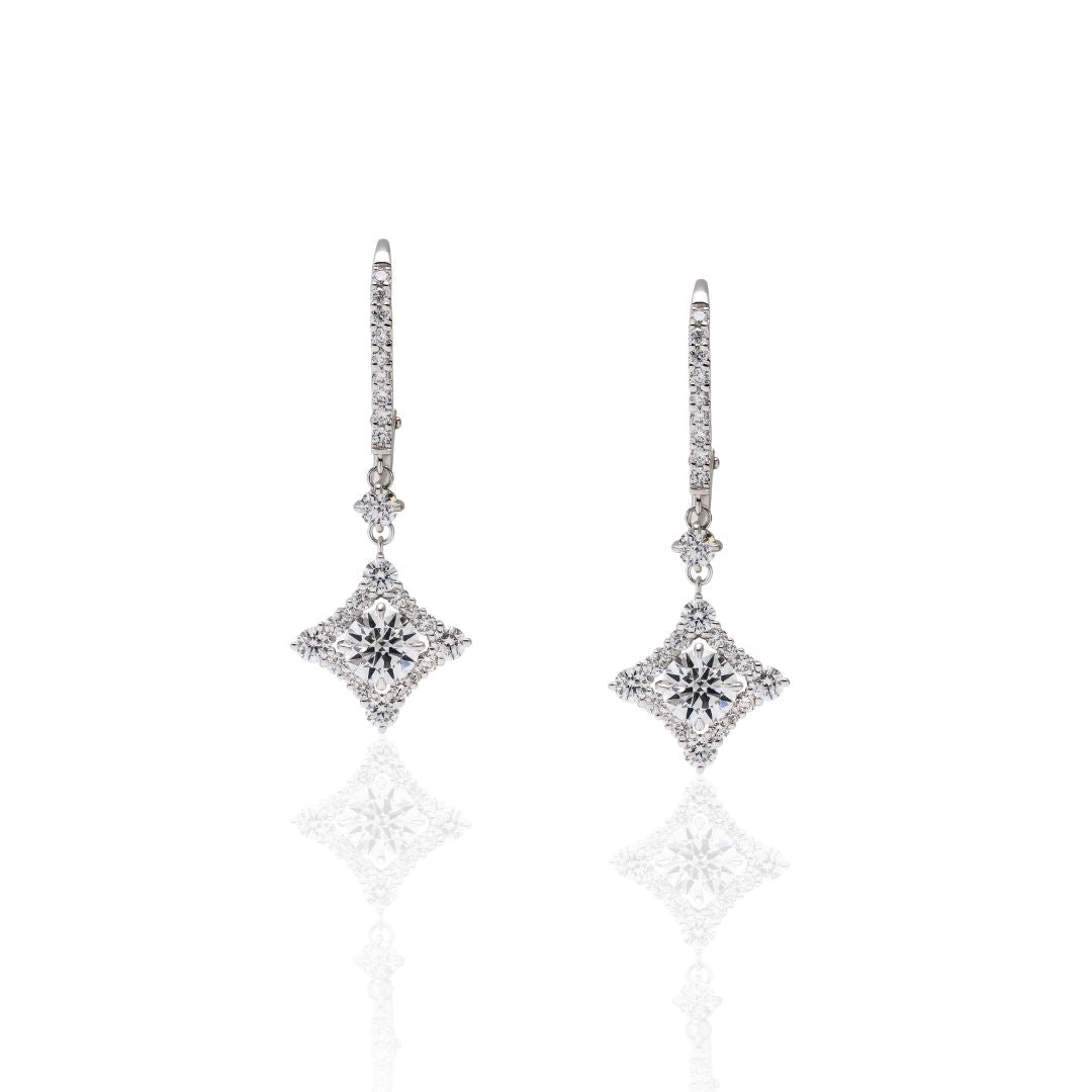 1 carat diamond earrings/round (total 2 carats)