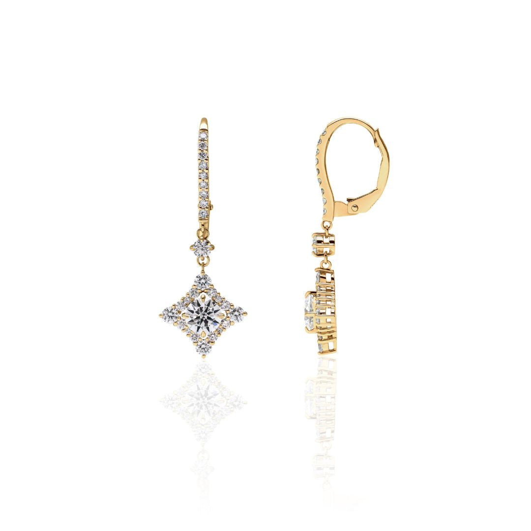 1 carat diamond earrings/round (total 2 carats)