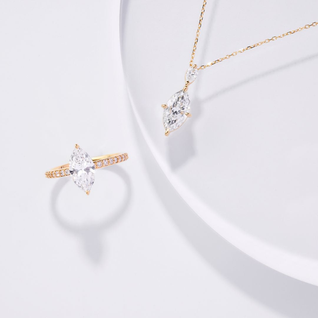 1カラットダイヤモンド ネックレス /マーキス /ペアシェイプメレ