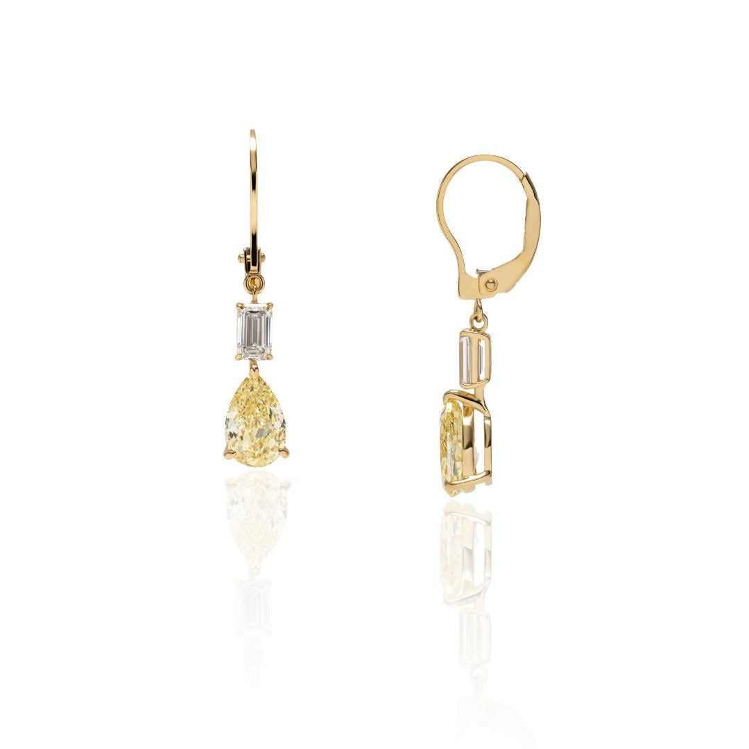 １カラットイエローペアシェイプピアス（トータル2.6カラット）