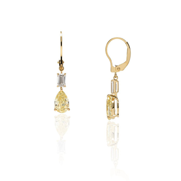 1カラットイエローペアシェイプピアス（トータル2.6カラット）