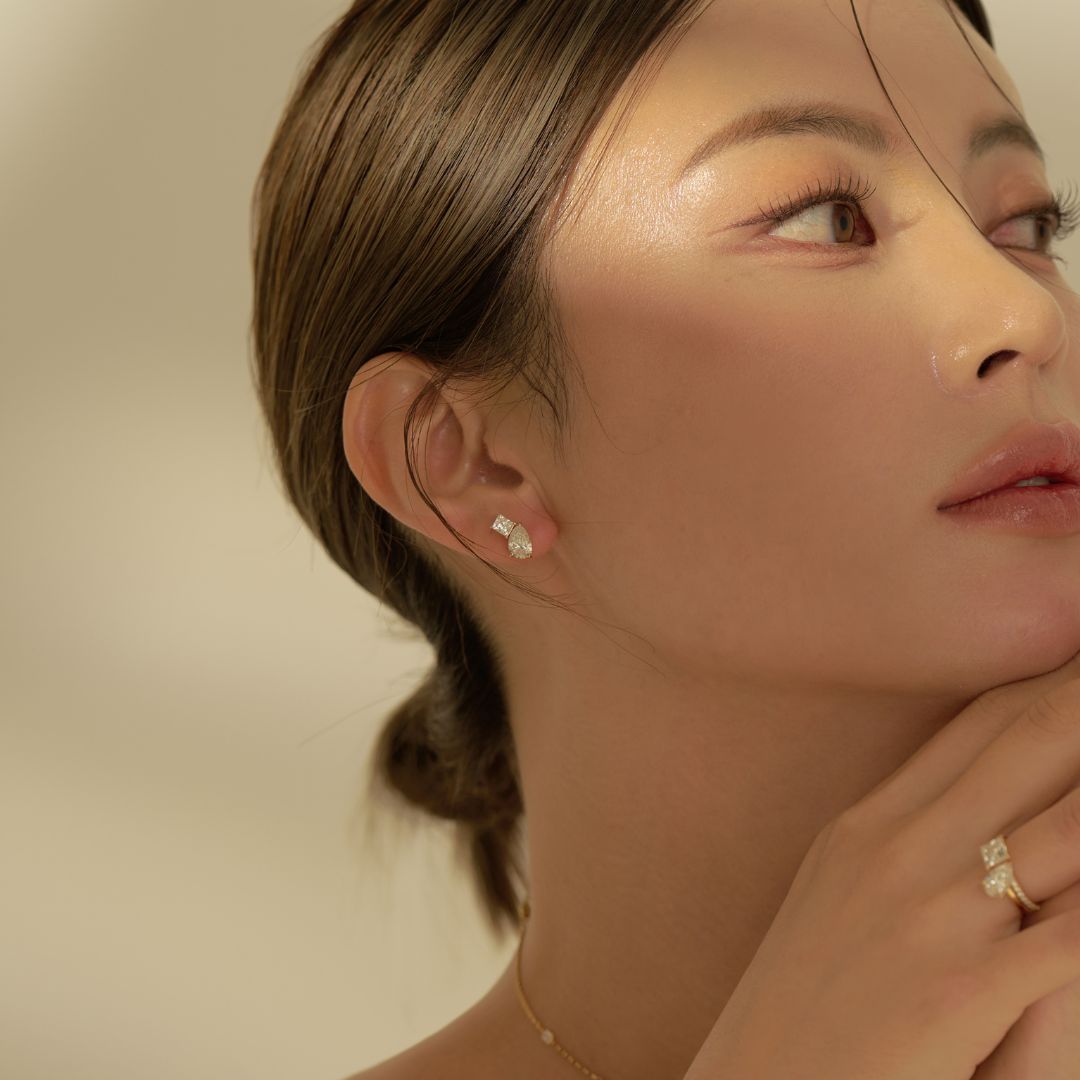 SOU × SON KYOU Emily Earrings/1 Carat Pear Shape Princess Earrings 